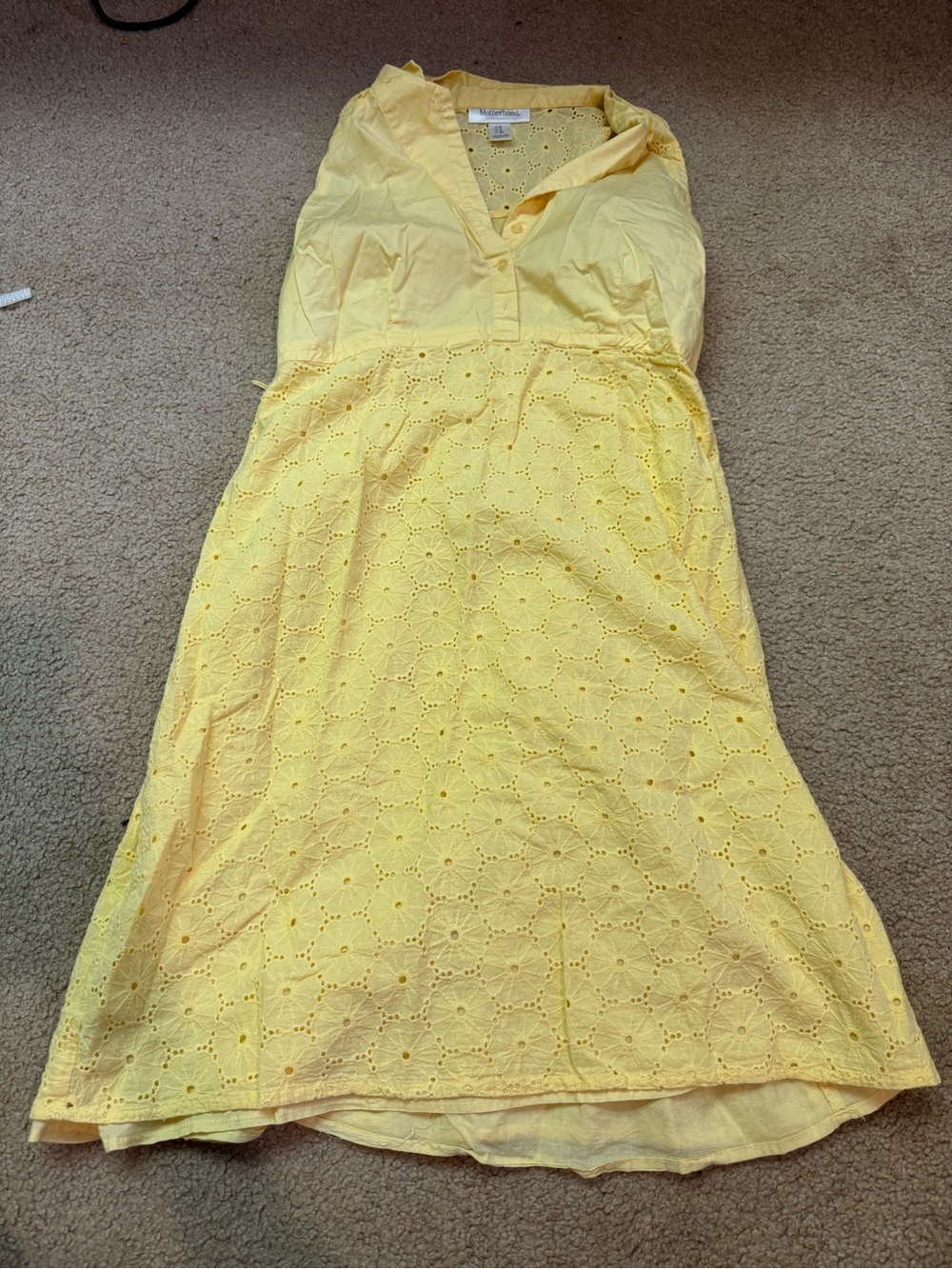 Motherhood Yellow Eyelet Maternity Dress